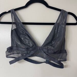 VS Very Sexy Sheer Shiny Strappy Gray Bralette
